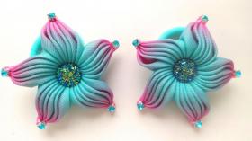 Бантики звездочки из лент. Милые резиночки для волос канзаши.