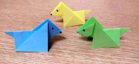 Собака из бумаги. Поделки оригами