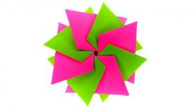 Объемный цветок из бумаги. Детские поделки оригами.