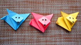 Как сделать лису из бумаги. Простая детская поделка оригами