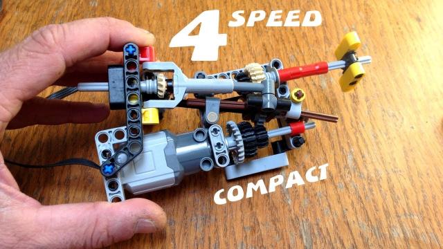 Компактная 4-скоростная электронная коробка передач из Lego