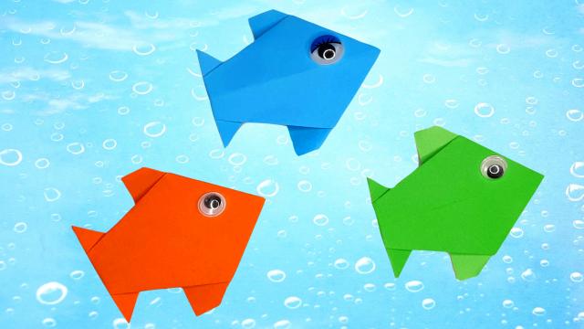 Как сделать рыбку из бумаги. Простая поделка оригами для детей
